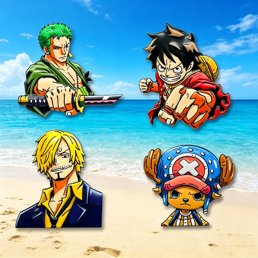 Anime One Piece Merchandise - Набор из 4 брошей с персонажами